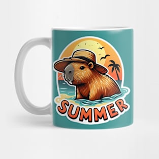 Cute summer capybara on the beach Mug